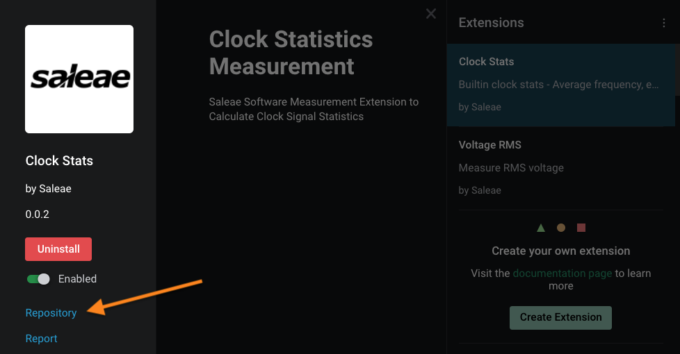Repository link from within the extension details