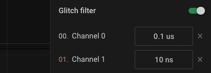 Glitch filter values
