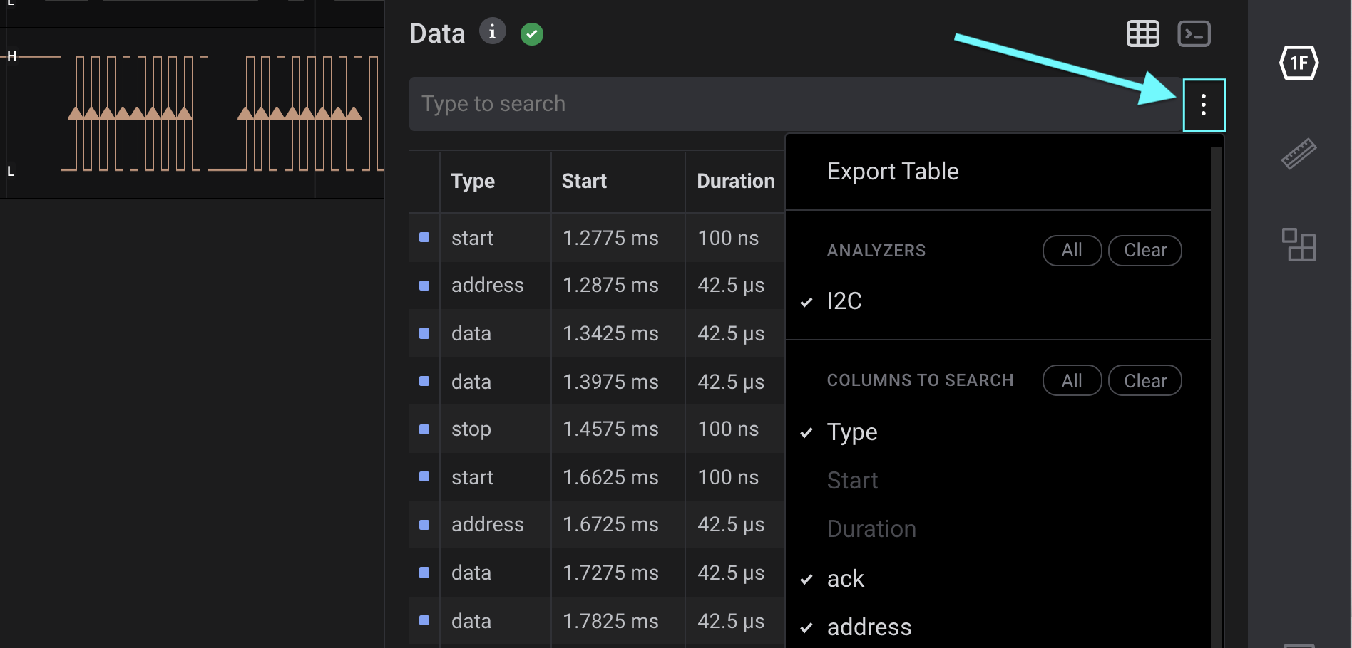Data Table options via 3 dots