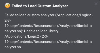 Failed to load midi analyzer